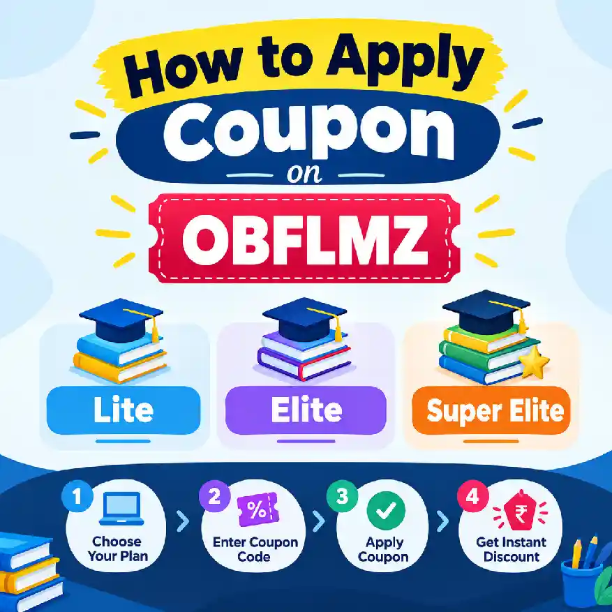 How to apply Oliveboard coupon code: enter OBFLMZ to get an instant discount on Lite, Elite, or Super Elite subscriptions.
